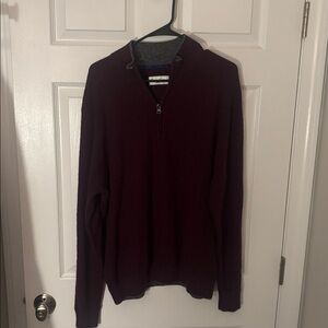 Robert Graham Men’s Maroon Textured 1/4 Pullover Sweater Sz XL